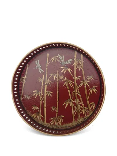 Les-ottomans It14 Bamboo Printed Tray In Red