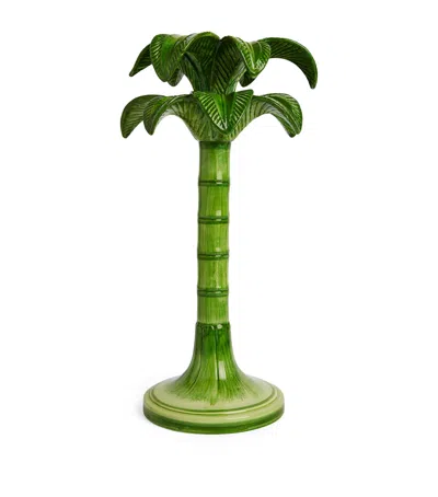 Les-ottomans Large Palm Tree Candlestick In Green