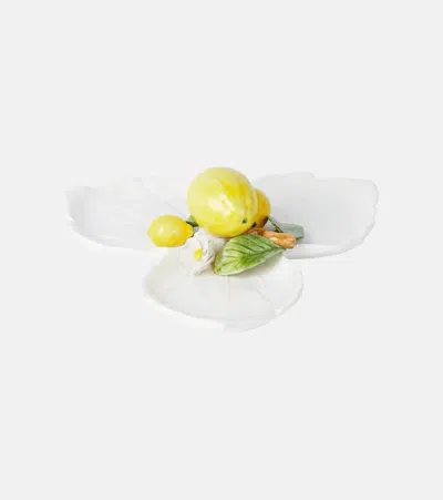 Les-ottomans Lemon Ceramic Tray In Yellow