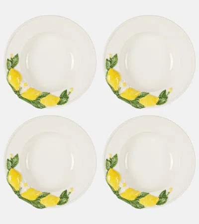 Les-ottomans Lemon Set Of 4 Ceramic Soup Plates