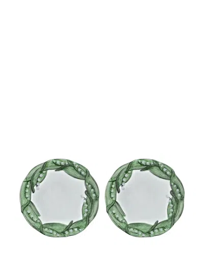 Les-ottomans Lily Valley Foliage Plate In Green
