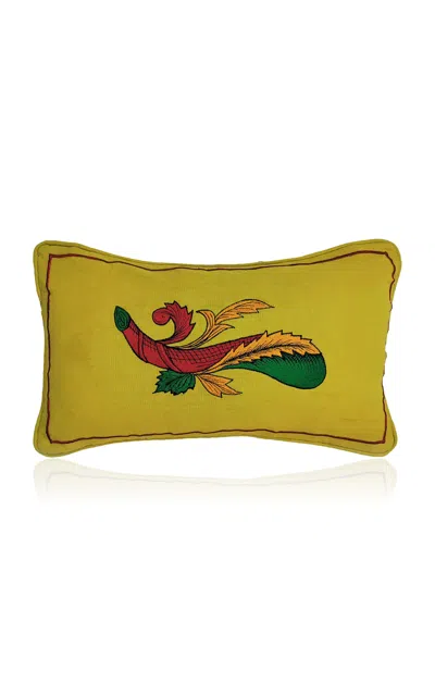 Les-ottomans - Mediterranean Hand Embroidered Cushion - Italy - Yellow