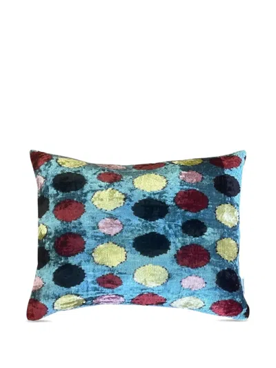 Les-ottomans Oval Motif Velvet Cushion In Multi