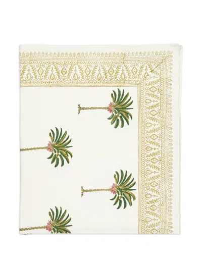 Les-ottomans Palm Tree-print Tablecloth In Neutral