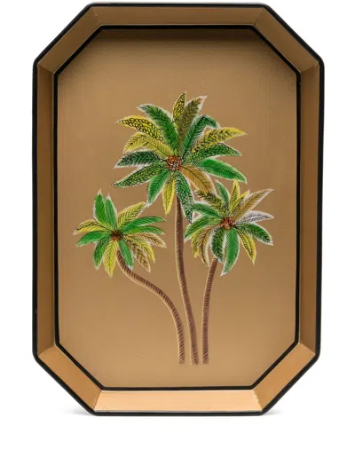 Les-ottomans Palms Iron Tray In Gold