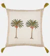 Les-ottomans Palms Printed Cotton Cushion In Multicoloured
