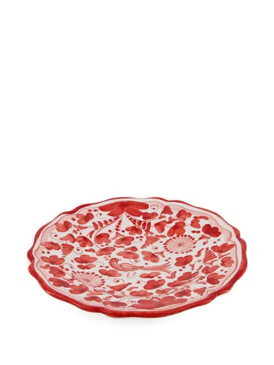 Les-ottomans Peacock Handpainted Pleate Set In Red