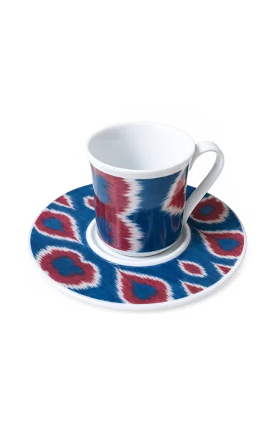 Les-ottomans - Porcelain Ikat Coffee Cup With Saucer - Multi