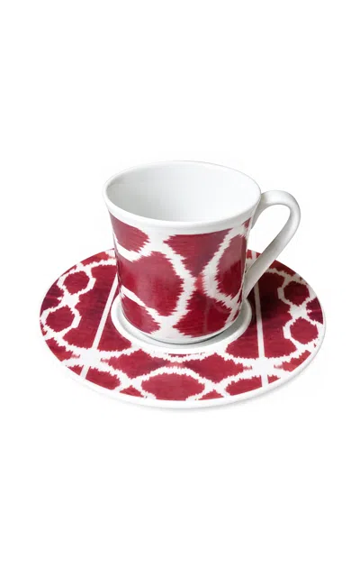 Les-ottomans - Porcelain Ikat Coffee Cup With Saucer - Red