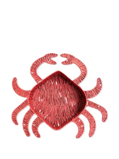 Les-ottomans Raffia Crab Shape Basket In Pink