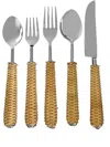 Les-ottomans Rattan Cutlery Set (set Of Five) In Silver