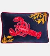 Les-ottomans Rock Lobster Embroidered Cushion In Blue