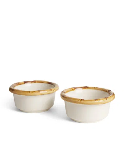 Les-ottomans Set Of 2 Bamboo Bowls In Neutral