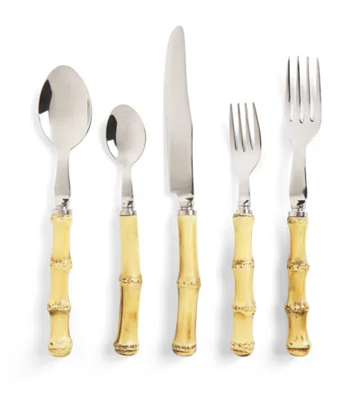 Les-ottomans Set Of 5 Bamboo Cutlery In Neutral