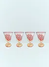 LES-OTTOMANS SET OF FOUR CORAL GLASSES