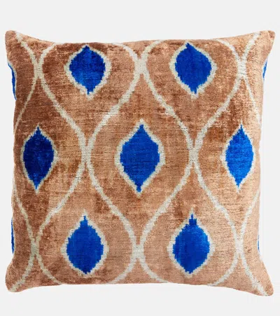 Les-ottomans Silk Velvet Cushion In Multi
