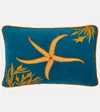 Les-ottomans Starfish Embroidered Cushion In Blue