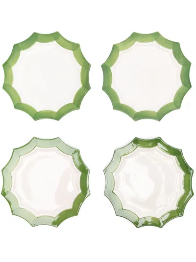 Les-ottomans Stars Plates (set Of Four) In White