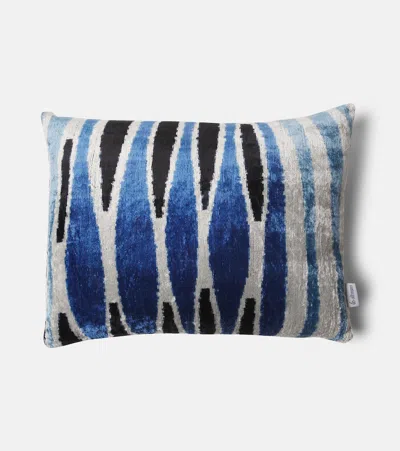 Les-ottomans Striped Cotton And Silk Velvet Cushion In Multi