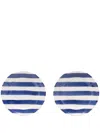 Les-ottomans Striped Ceramic Plate (set Of Two) In Blue