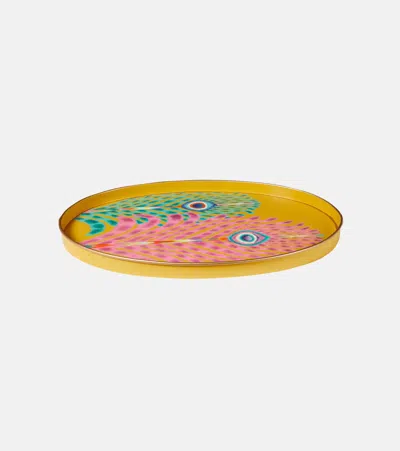 Les-ottomans Tray Peackock By Matthew Williamson In Multi