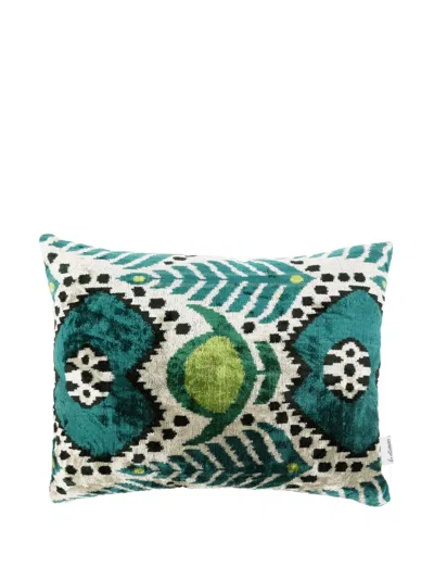 Les-ottomans Velvet Cushion (40cm X 50cm) In Blue
