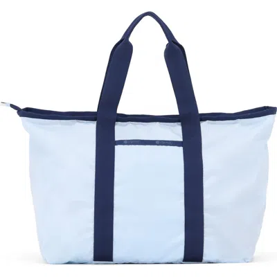 Lesportsac E/w Packable Tote Bag In Ice Blue/ Deep Navy