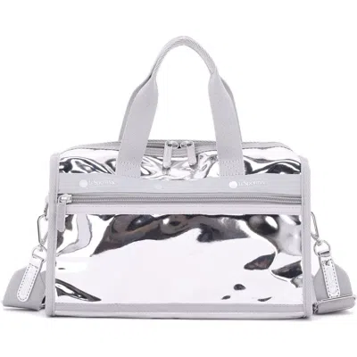Lesportsac Mir Mini Metallic Duffle Bag In Silver