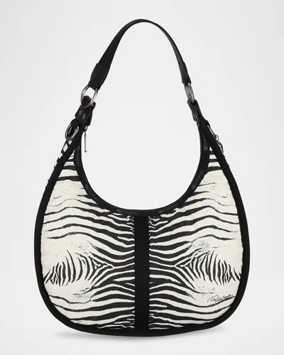 Lesportsac X Roberto Cavalli Bologna Medium Zebra-print Shoulder Bag In Mini Zebra Blgn Md
