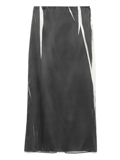 Less Abstract-print Midi Skirt In Grey