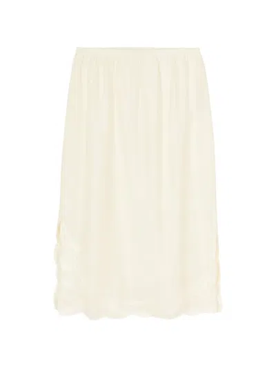 Less Appliqué Scalloped-hem Midi Skirt In Nude