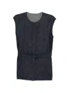 Less Belted Denim Vest In Blue