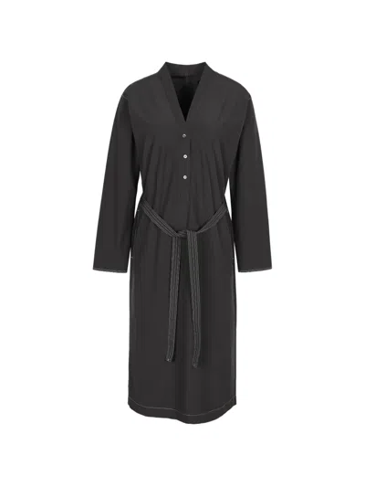Less Belted Long-sleeve Midi Dress In Schwarz