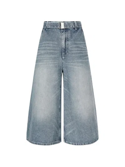 Less Belted Wide-leg Jeans In Blue