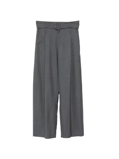 Less Belted Wide-leg Trousers In Gray