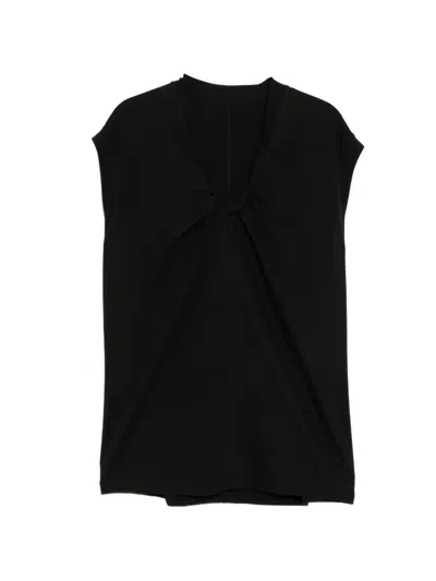 Less Bowknot Pleated Sleeve T-shirt In Black