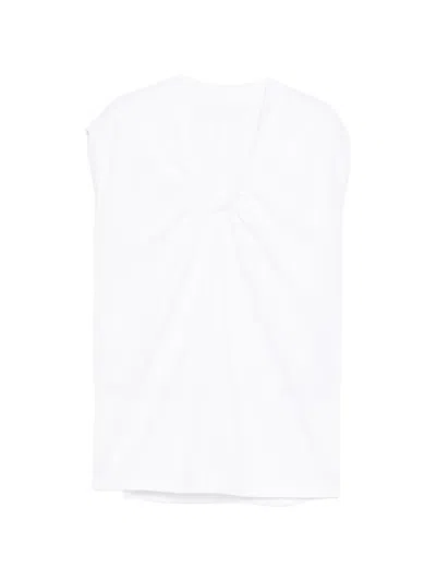 Less Bowknot Pleated Sleeve T-shirt In White