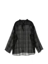 Less Check-pattern Sheer Blouse In Black