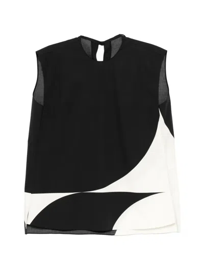 Less Colour-block Blouse In Black