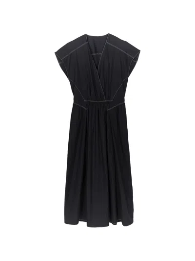 Less Contrast-stitched Sleeve Maxi Dress In Black