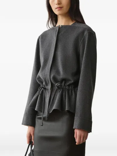Less Cropped Drawstring Jacket In Gray