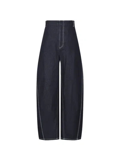 Less Curved-leg Contrast-stitch Jeans In Blau