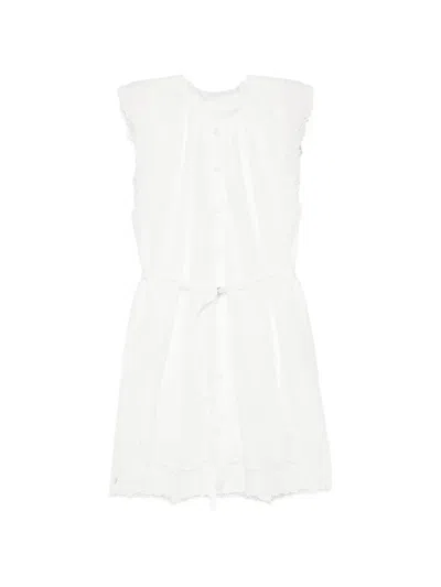 Less Ärmelloses Hemdkleid Mit Lochmuster In White