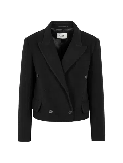 Less Double-breasted Cropped Jacket In Black