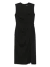 Less Draped Midi Dress In Black