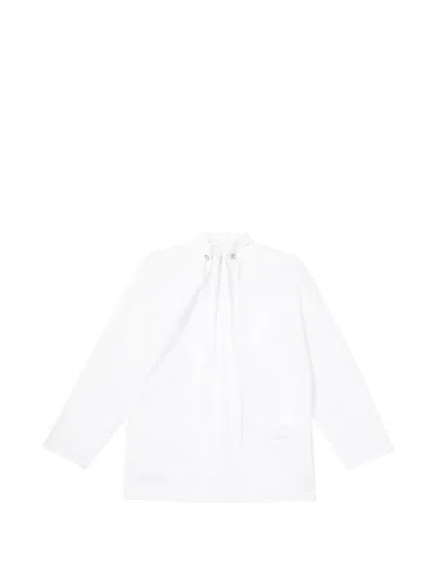Less Drawstring Sculpted-neck Shirt In White
