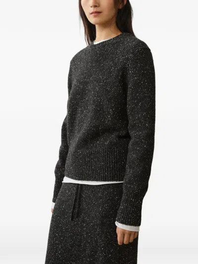 Less Melierter Pullover Mit Rundem Ausschnitt In Animal Print