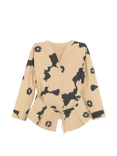 Less Floral-print Shirt In Brown