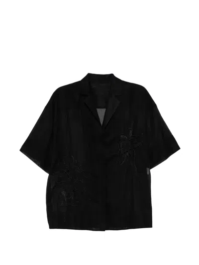 Less Floral-appliqué Shirt In Black