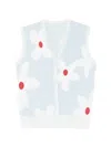 Less 플로럴 인타르시아 V넥 가디건 In White